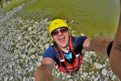 Man With Kayak Helmet